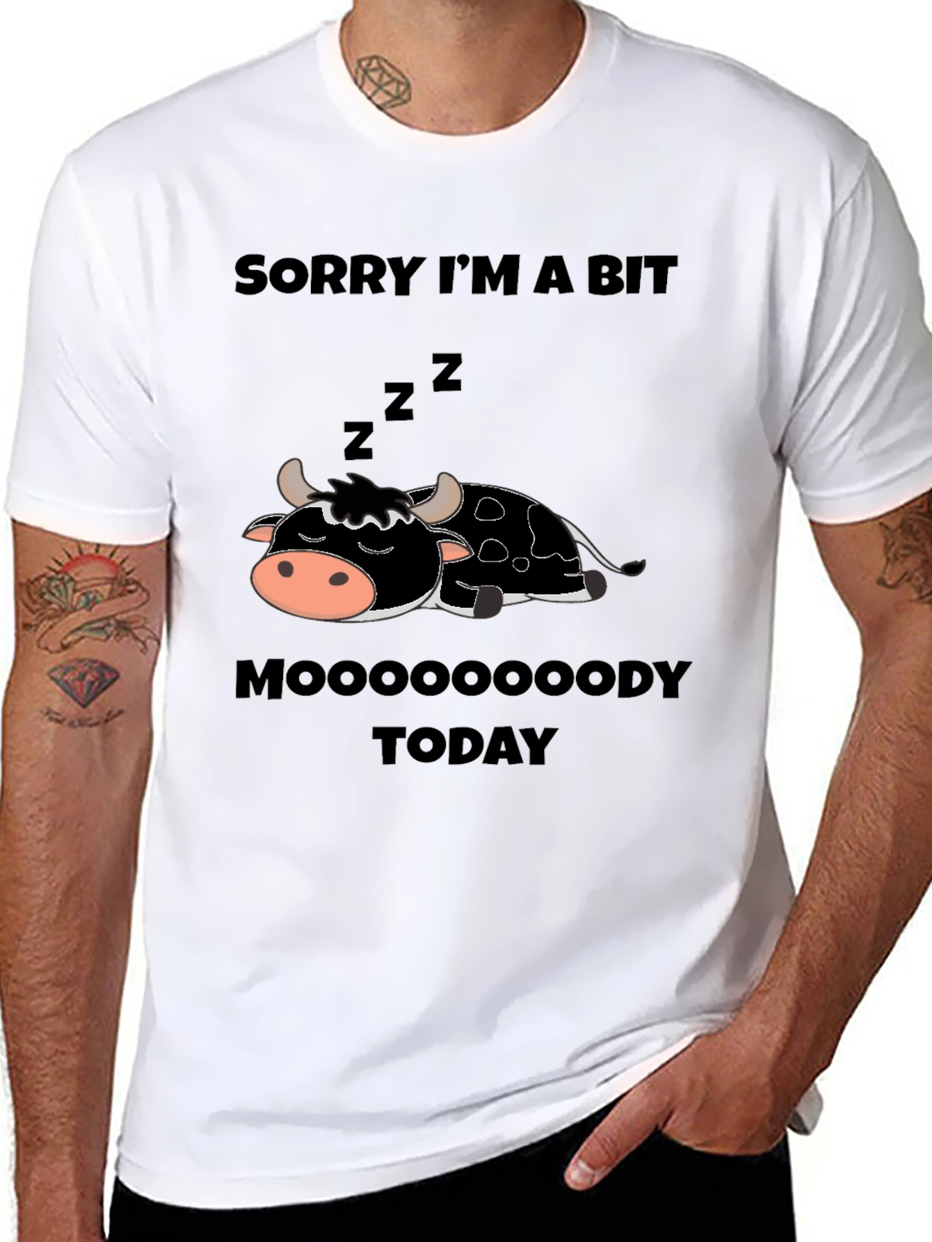 Moody Cow Graphic Tee - Funny Novelty Shirt