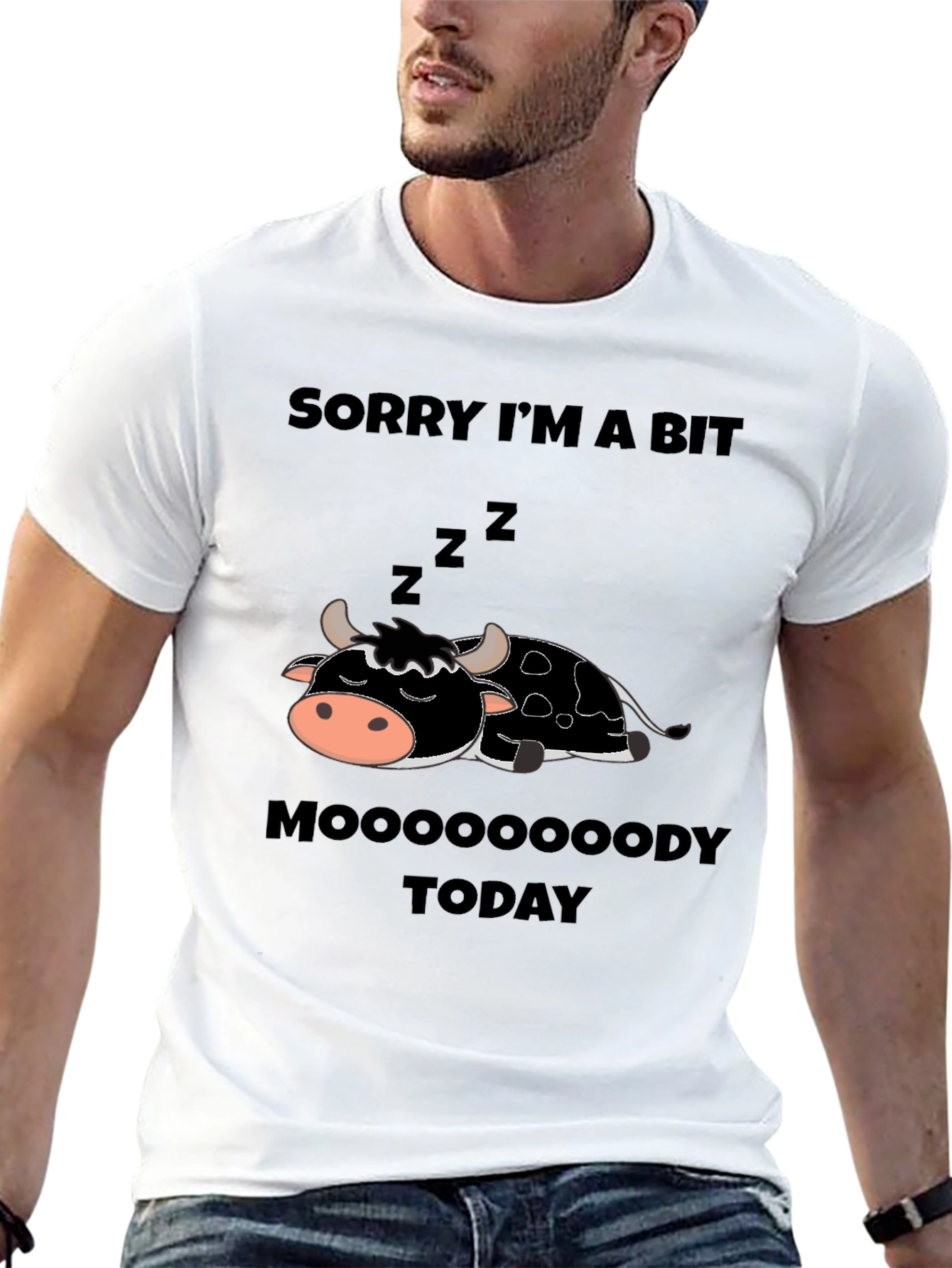 Moody Cow Graphic Tee - Funny Novelty Shirt