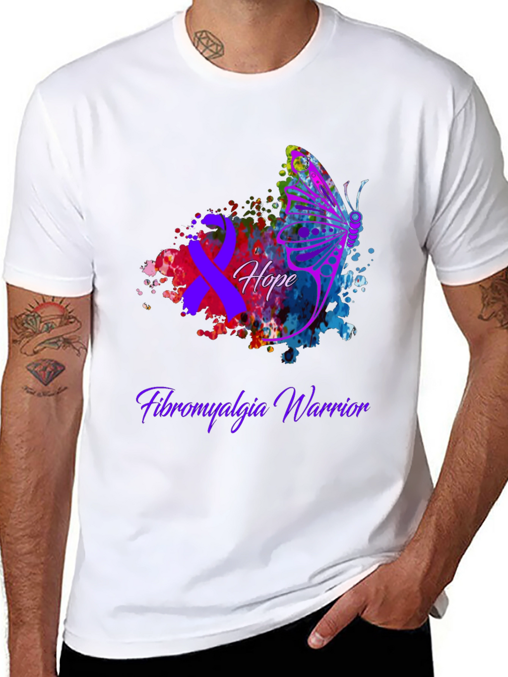 Fibromyalgia Warrior Hope Butterfly T-Shirt