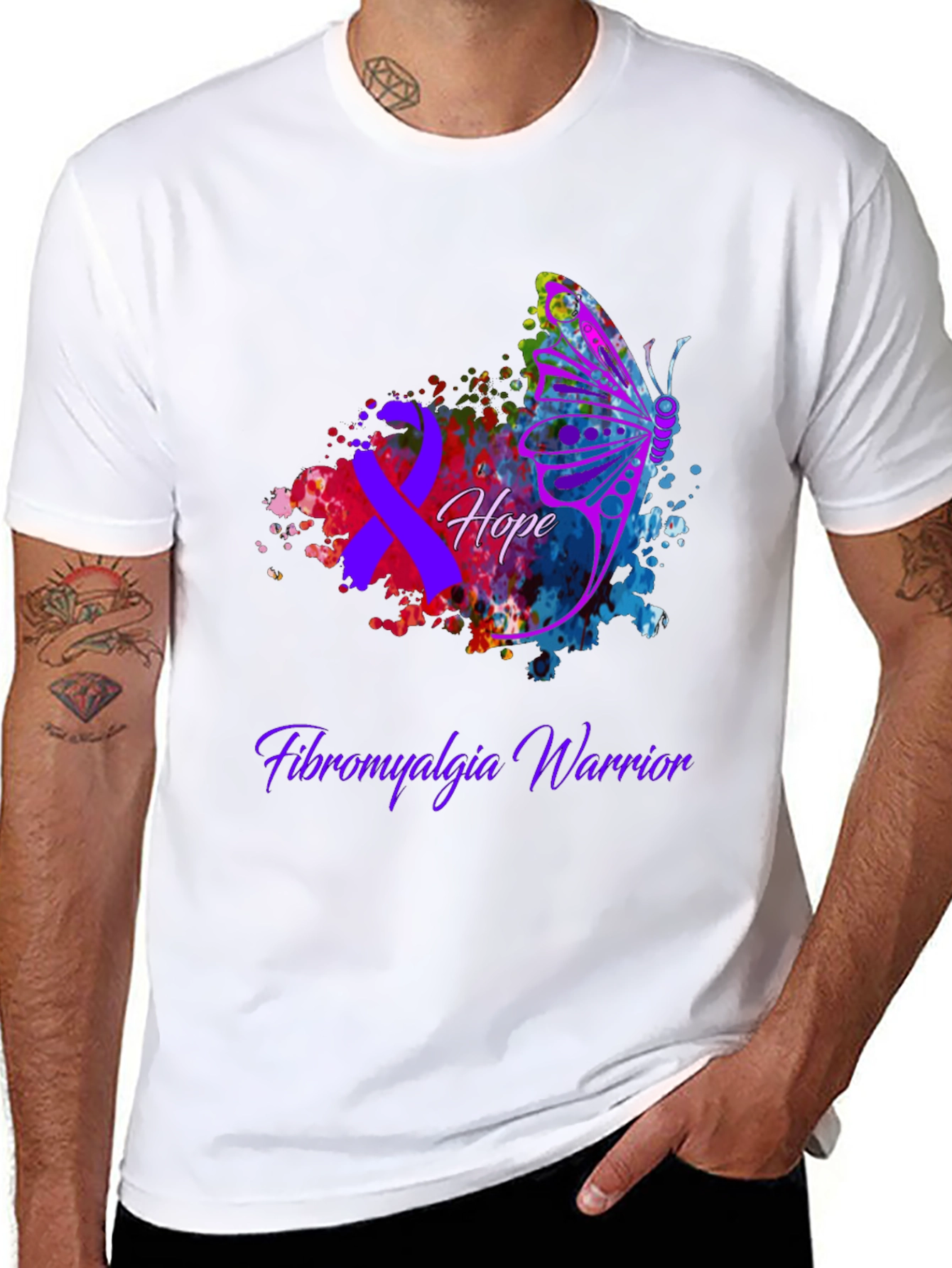 Fibromyalgia Warrior Hope Butterfly T-Shirt
