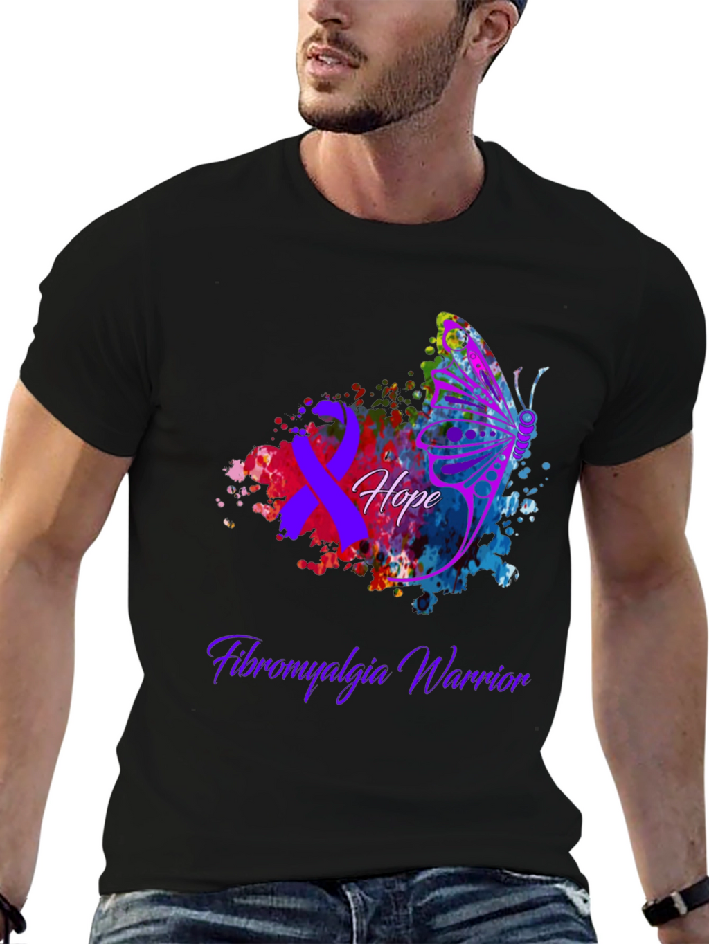 Fibromyalgia Warrior Hope Butterfly T-Shirt
