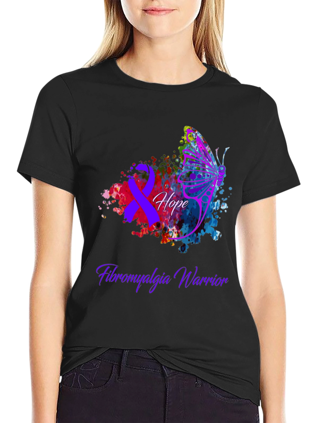 Fibromyalgia Warrior Hope Butterfly T-Shirt