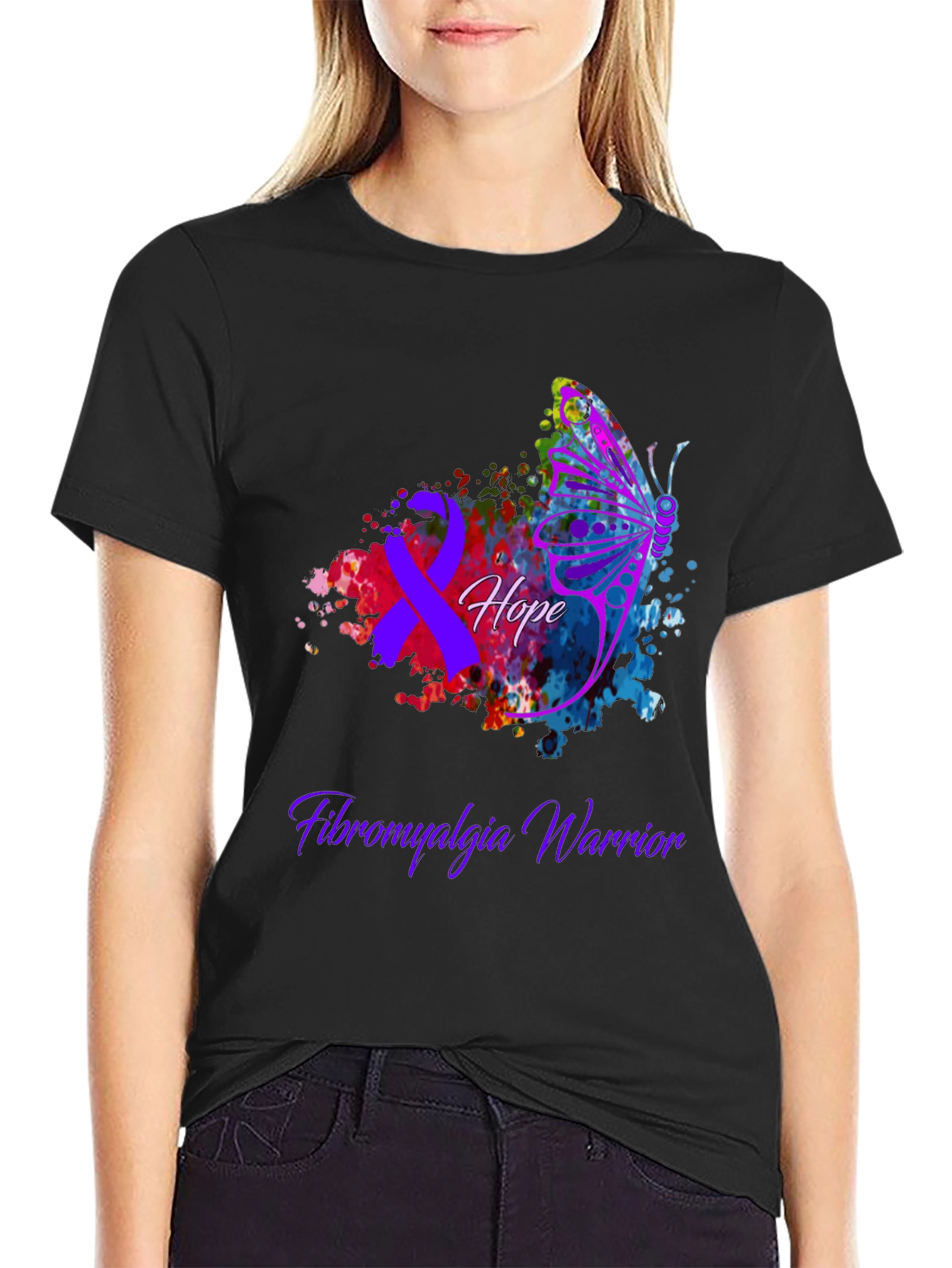 Fibromyalgia Warrior Hope Butterfly T-Shirt