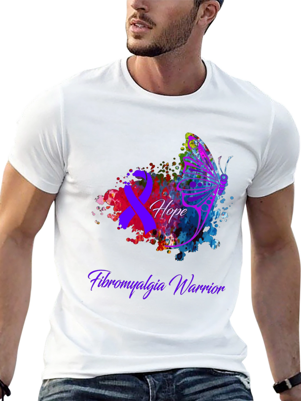 Fibromyalgia Warrior Hope Butterfly T-Shirt