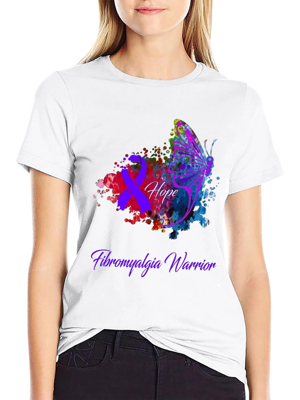Fibromyalgia Warrior Hope Butterfly T-Shirt