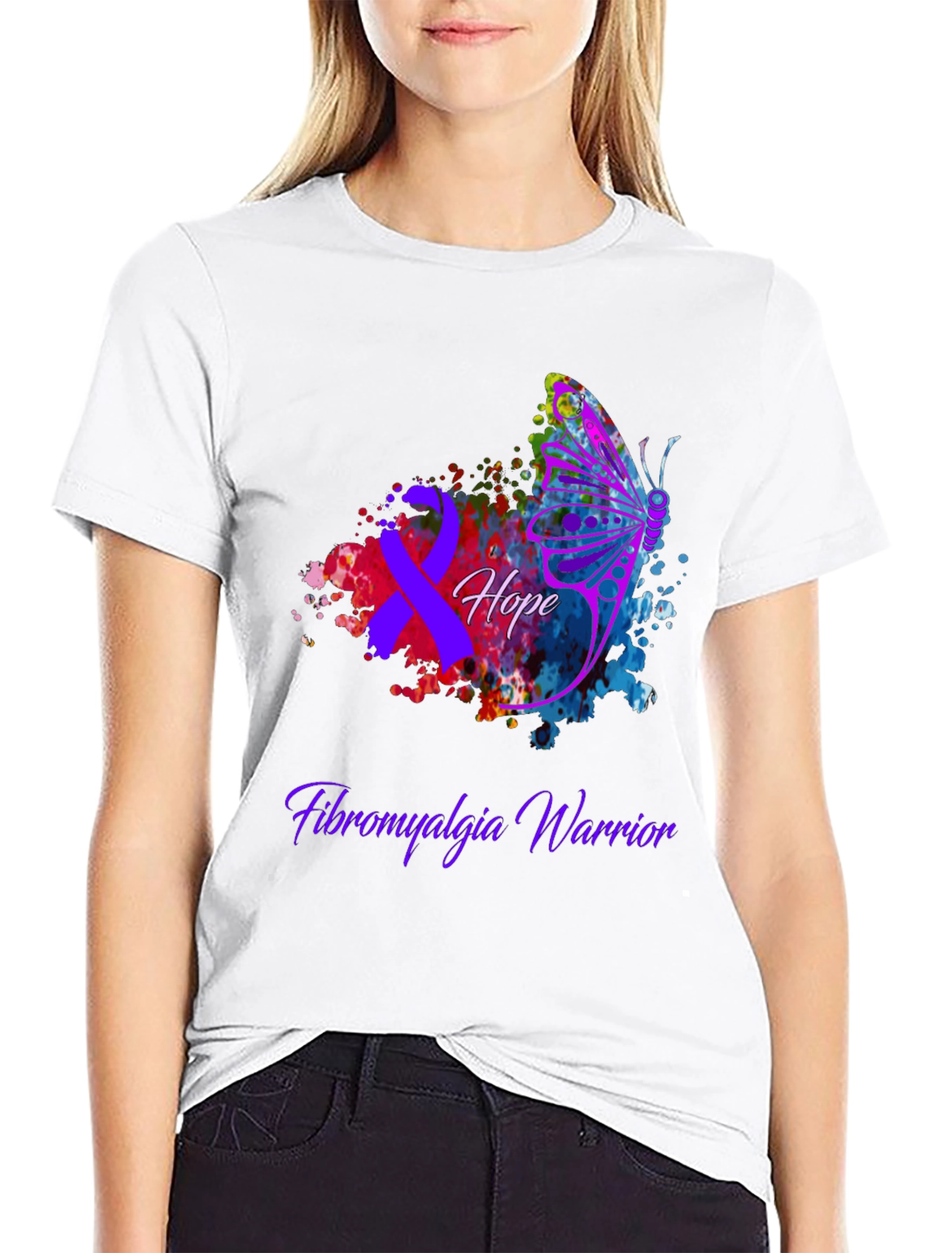 Fibromyalgia Warrior Hope Butterfly T-Shirt