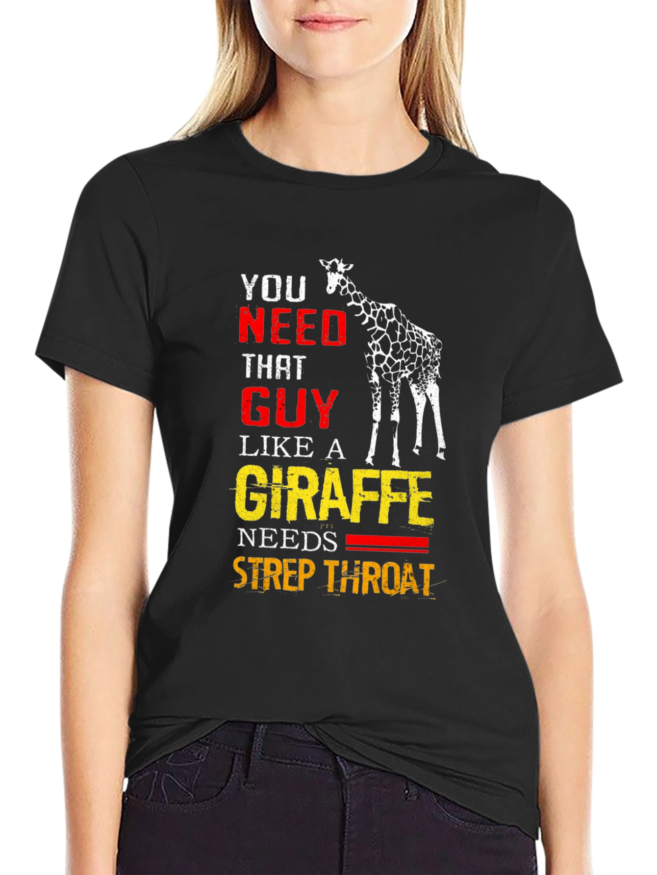 Funny Giraffe Strep Throat Graphic T-Shirt