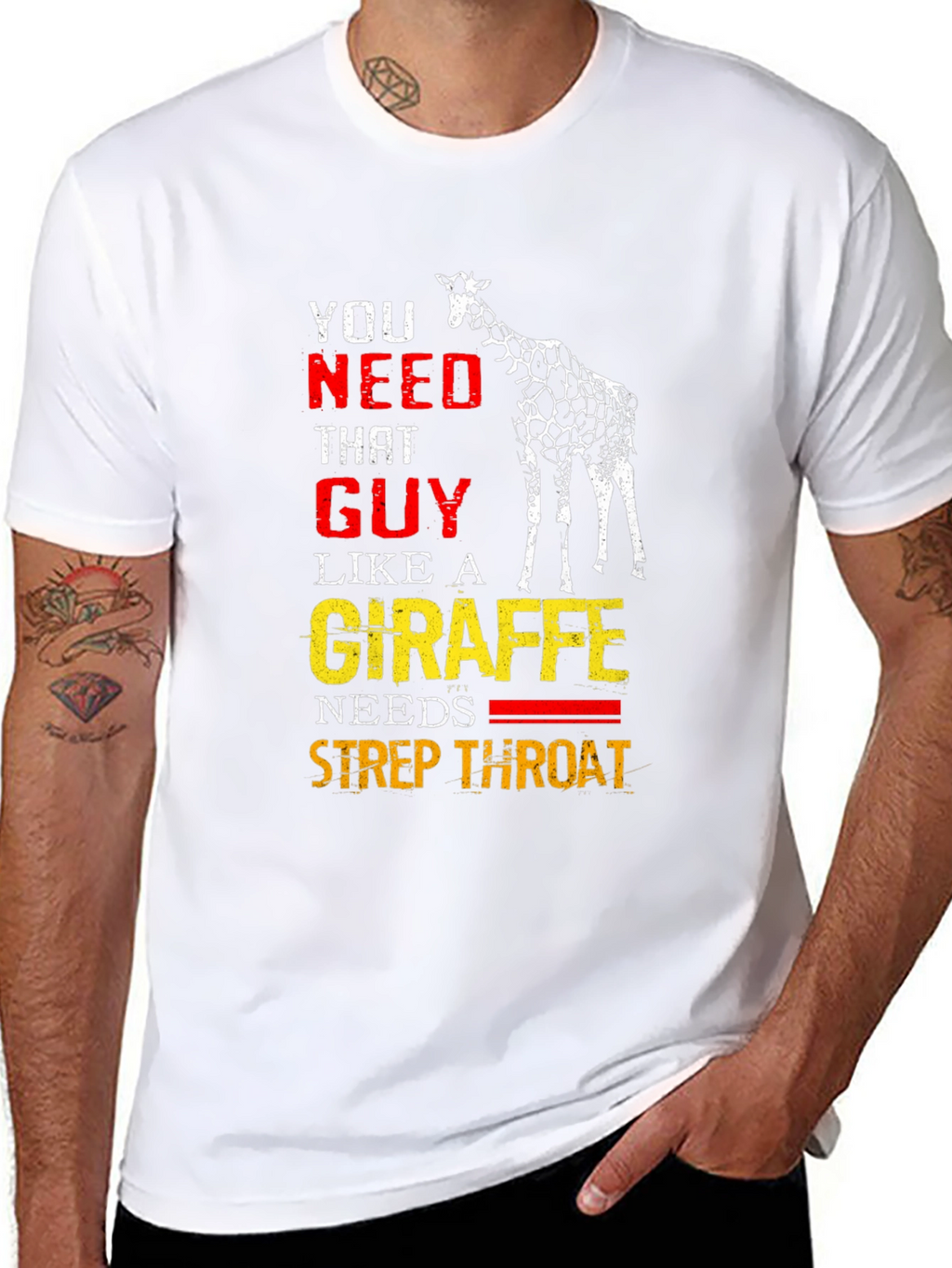 Funny Giraffe Strep Throat Graphic T-Shirt