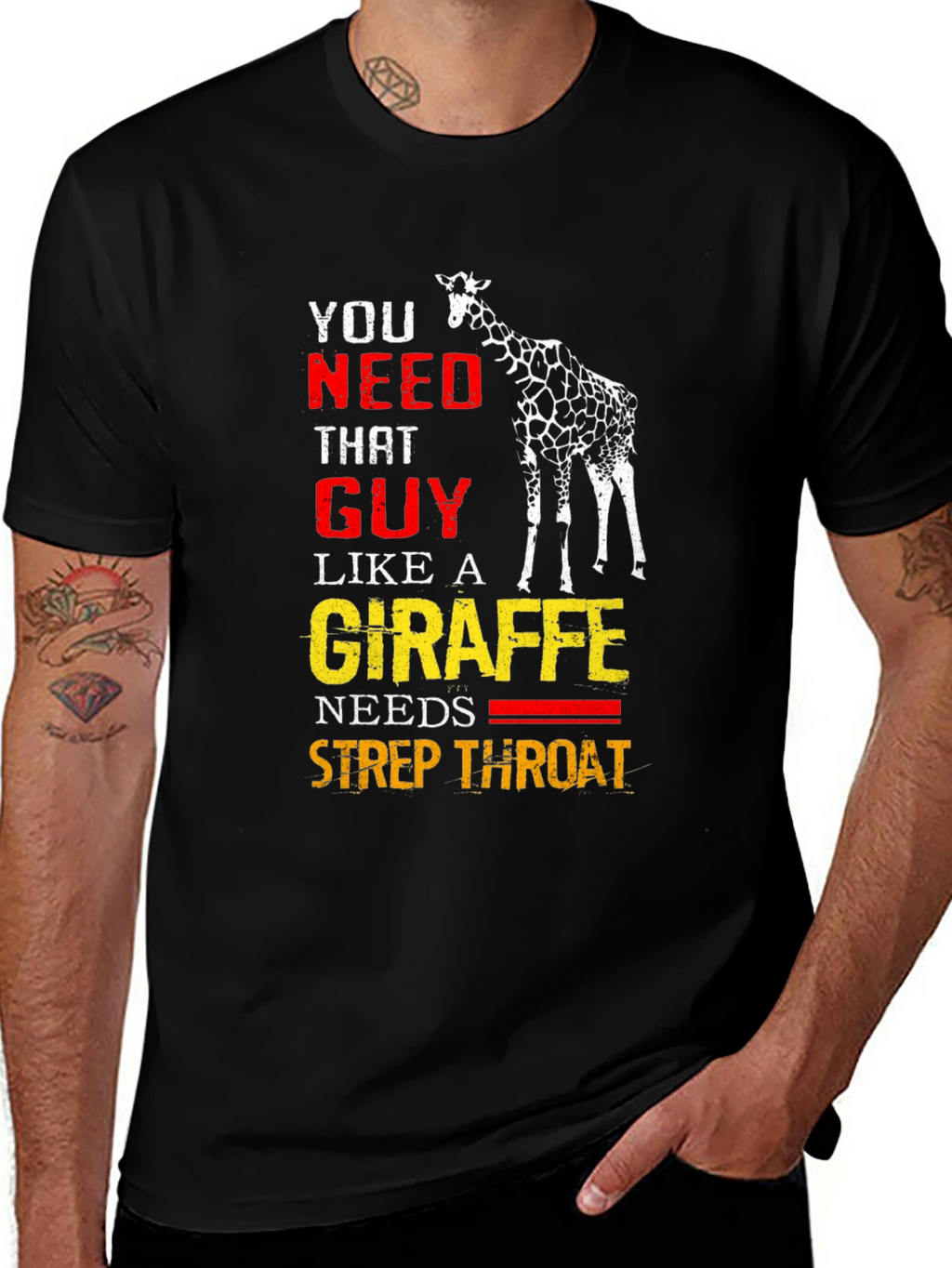 Funny Giraffe Strep Throat Graphic T-Shirt