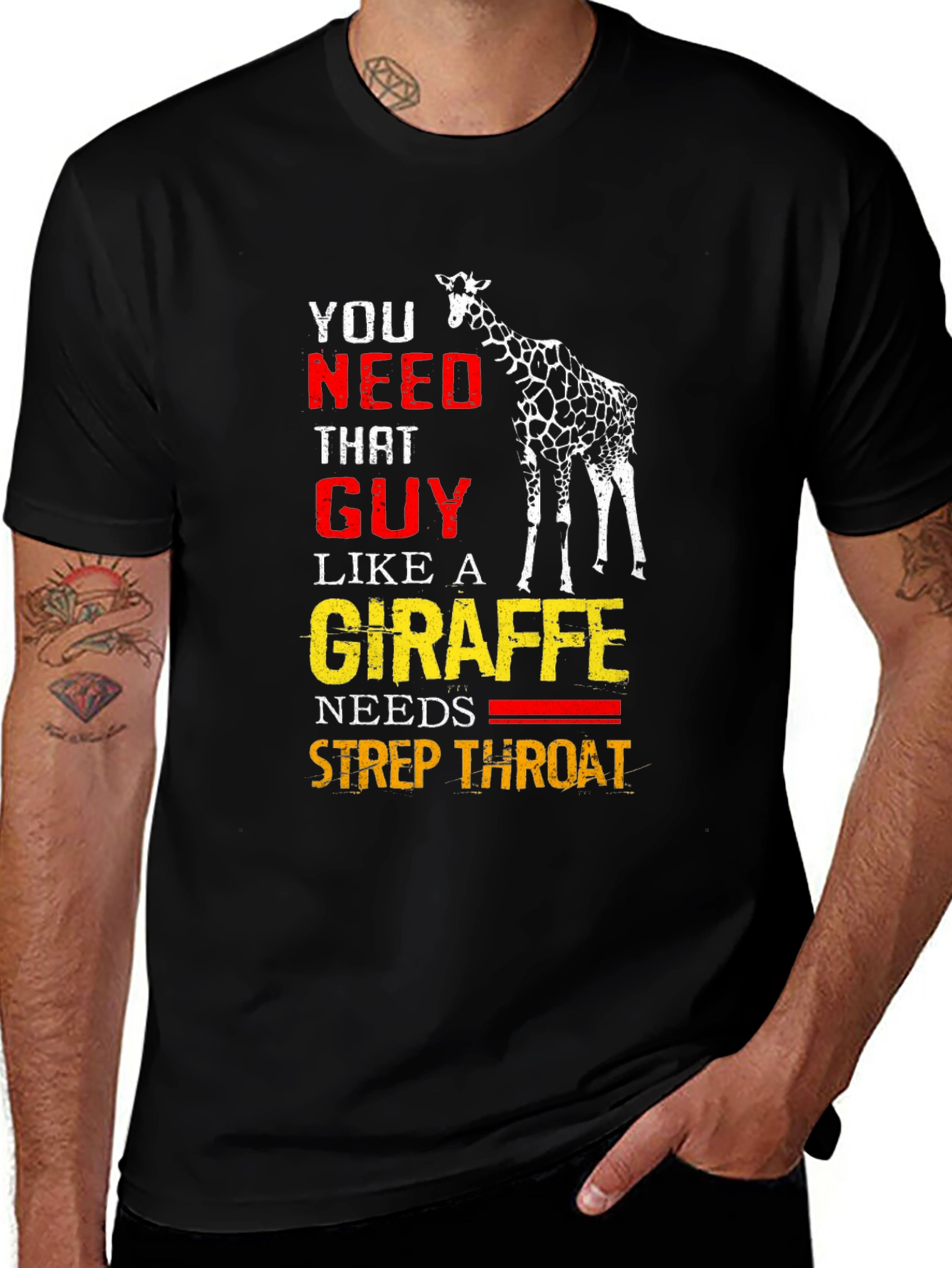 Funny Giraffe Strep Throat Graphic T-Shirt