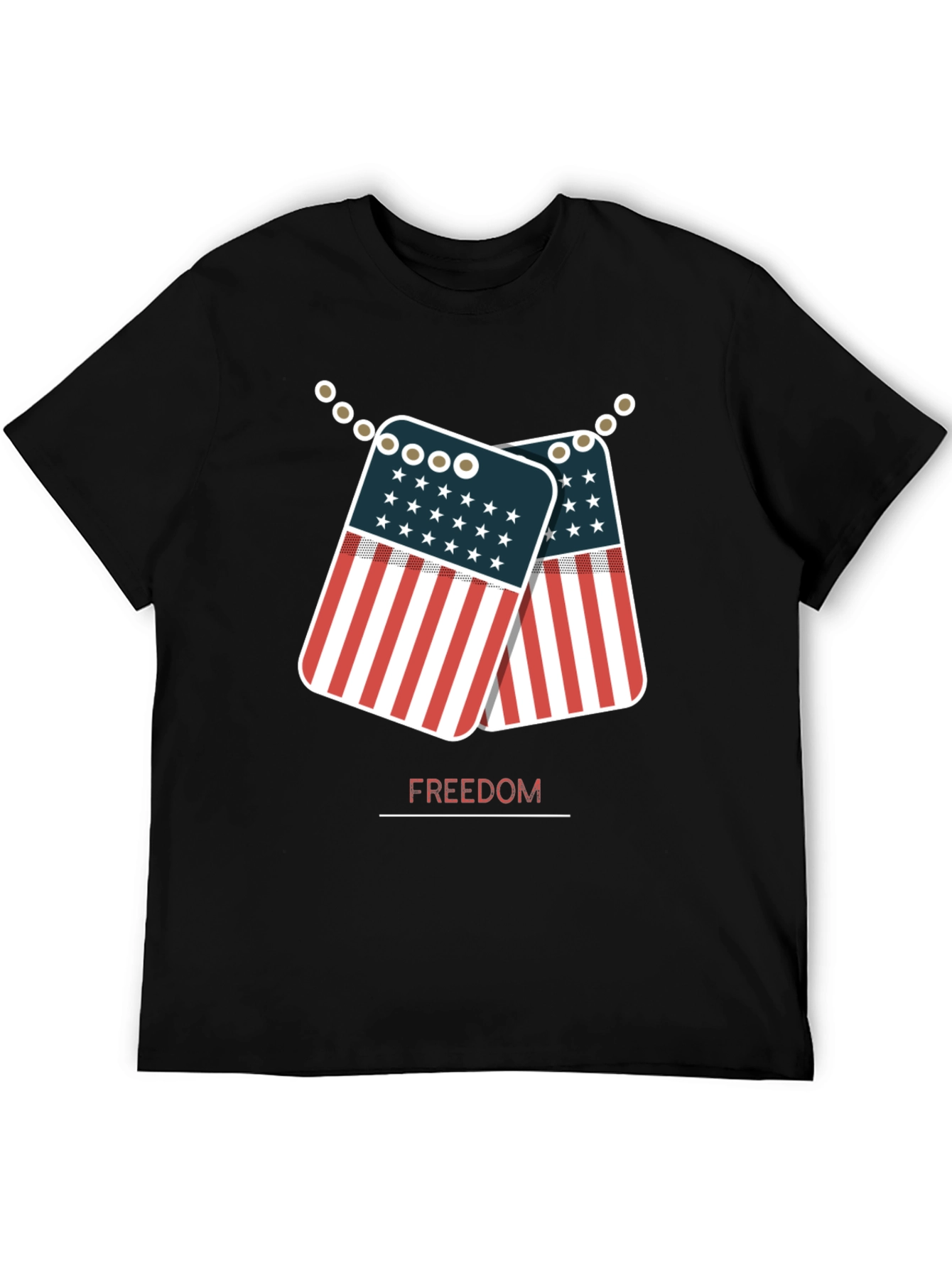 Freedom American Flag Dog Tag Graphic T-Shirt