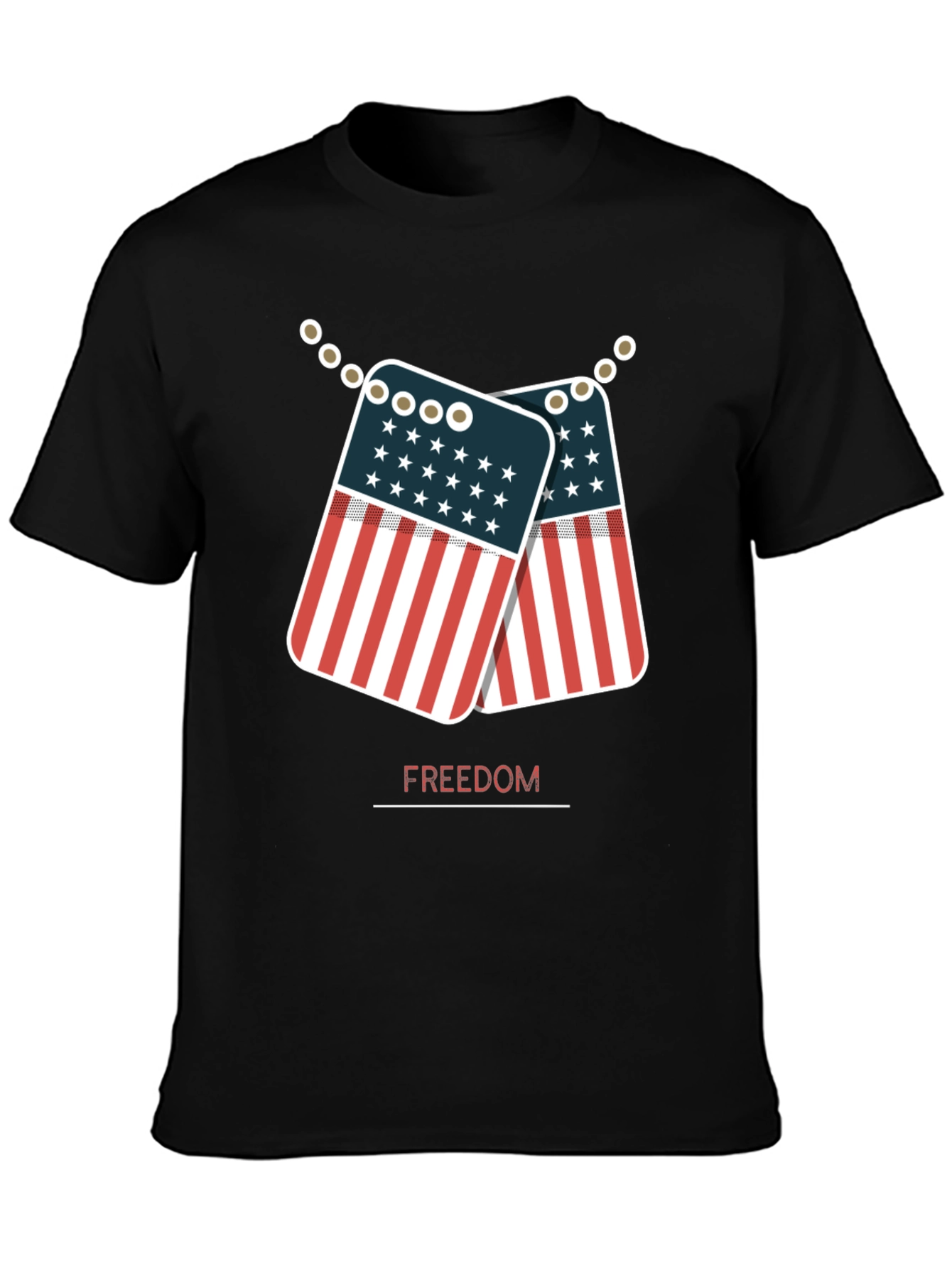 Freedom American Flag Dog Tag Graphic T-Shirt
