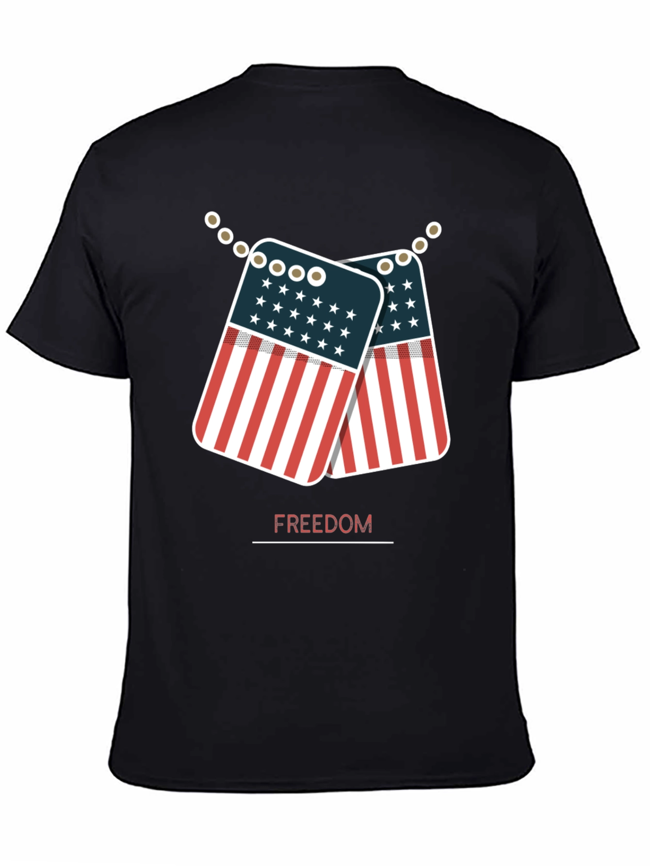 Freedom American Flag Dog Tag Graphic T-Shirt