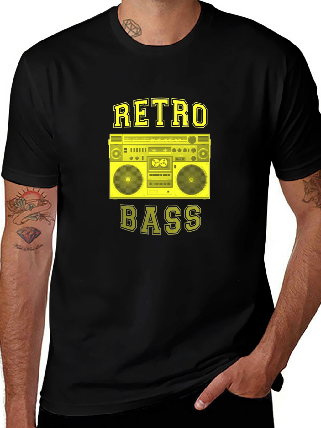 Retro Bass Graphic T-Shirt - Black