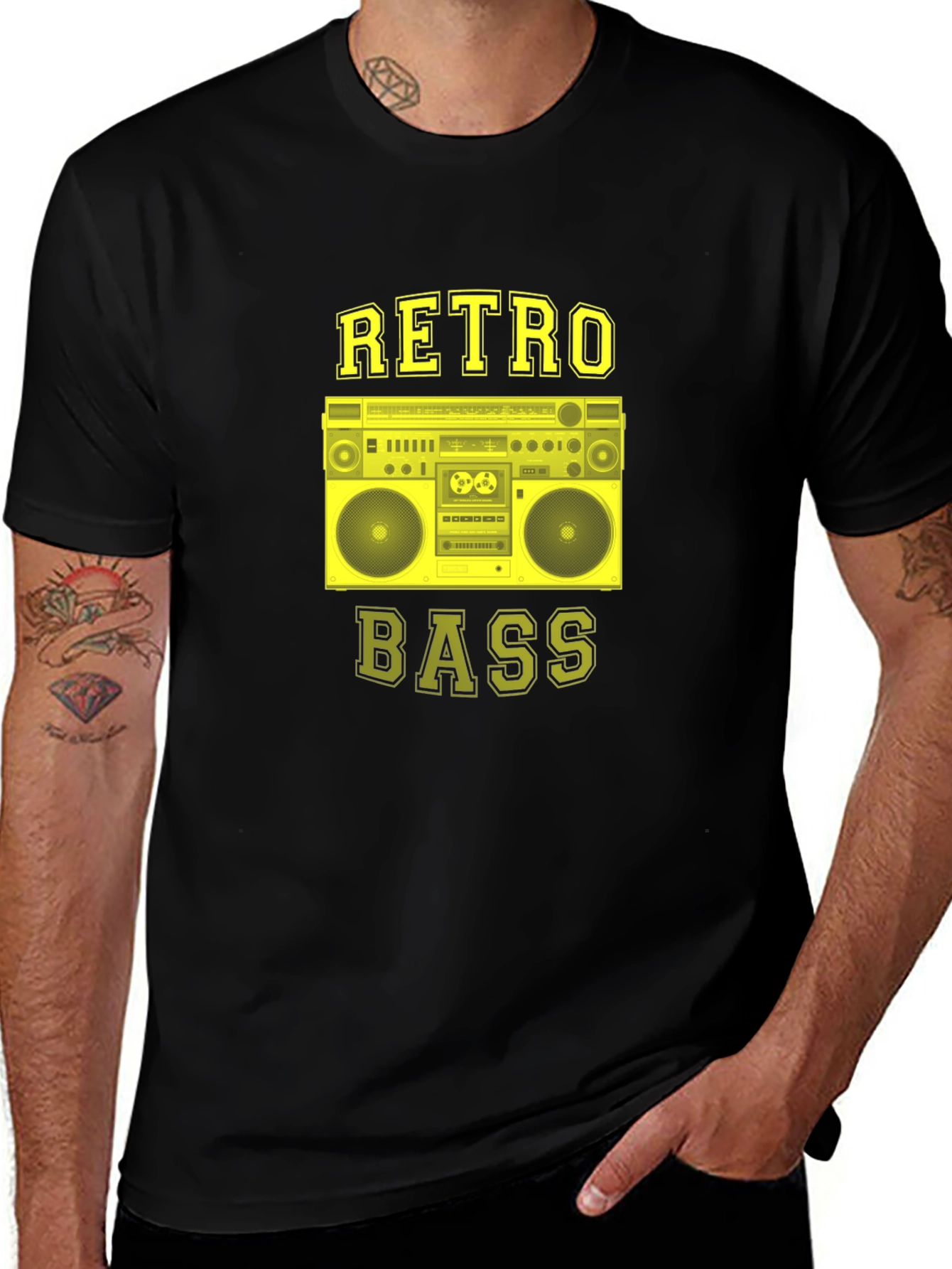 Retro Bass Graphic T-Shirt - Black