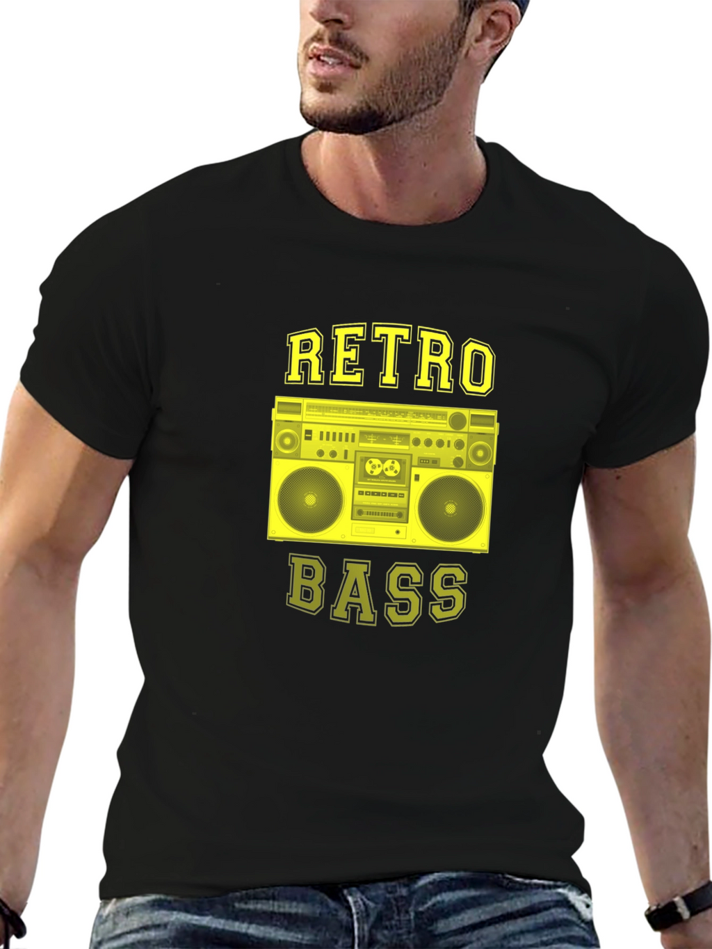 Retro Bass Graphic T-Shirt - Black