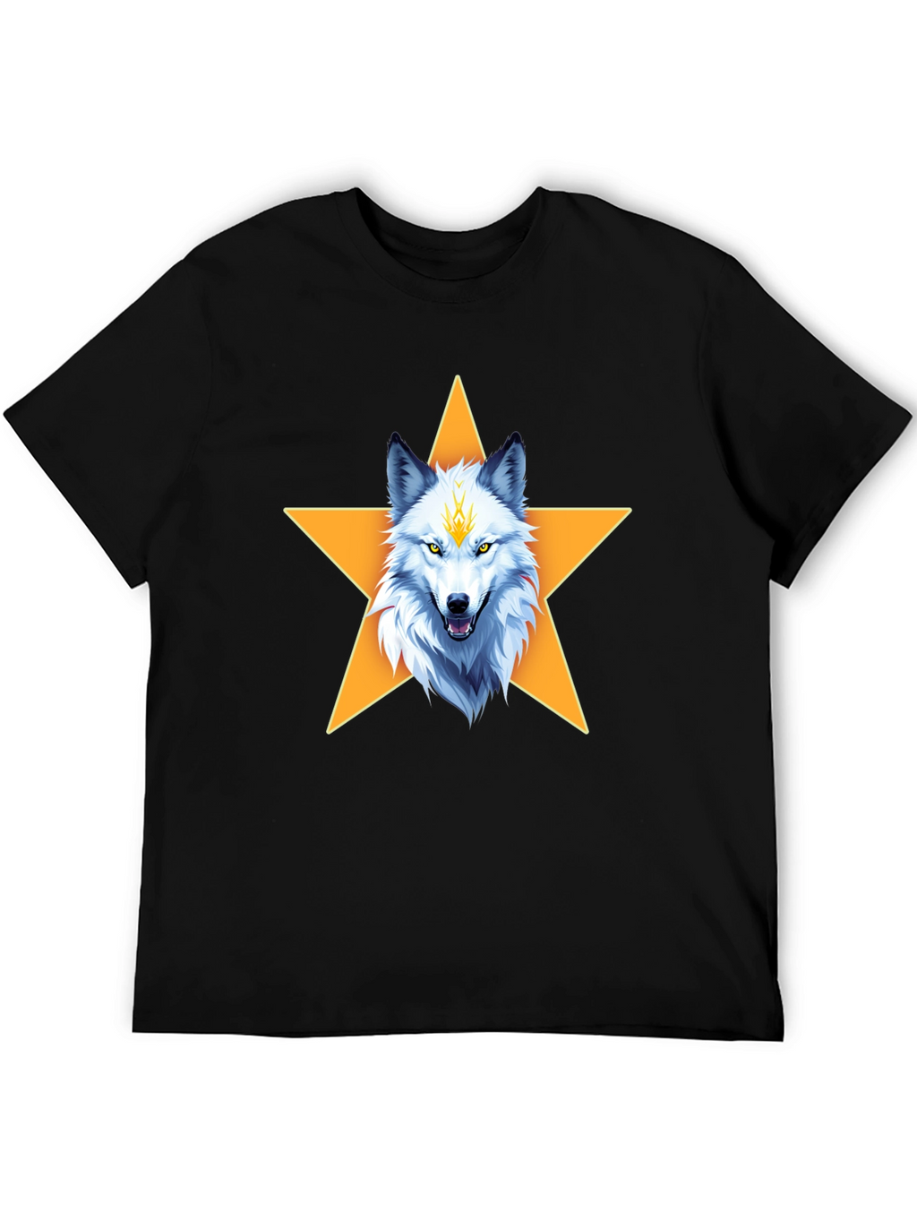 Wolf Star Graphic T-Shirt - Black