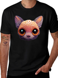 Cute Cartoon Cat T-Shirt - Unisex Black Tee