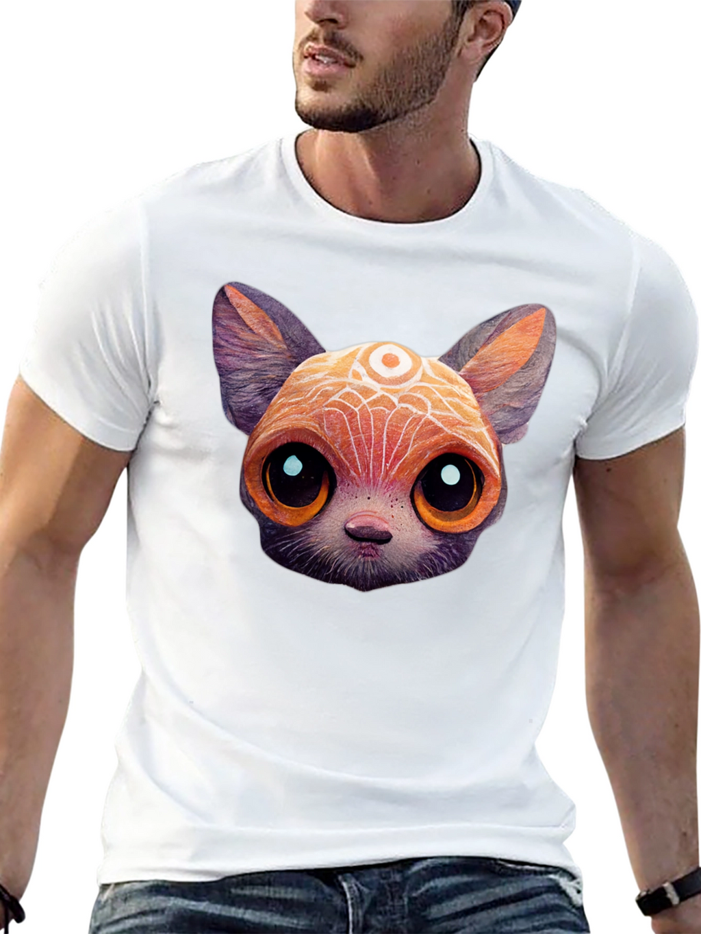 Cute Cartoon Cat T-Shirt - Unisex Black Tee