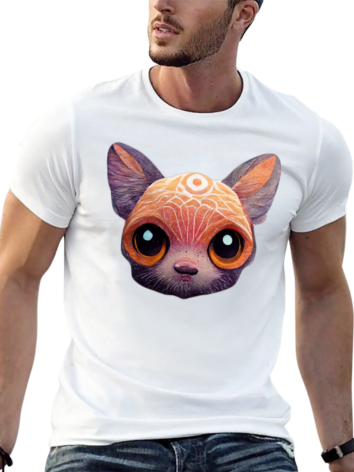Cute Cartoon Cat T-Shirt - Unisex Black Tee