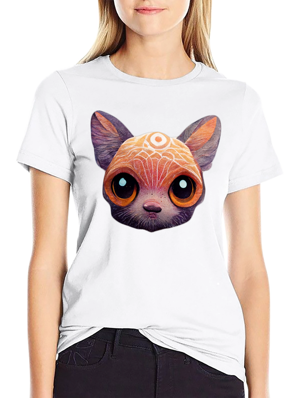 Cute Cartoon Cat T-Shirt - Unisex Black Tee