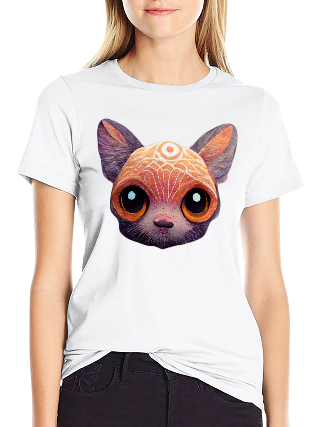 Cute Cartoon Cat T-Shirt - Unisex Black Tee