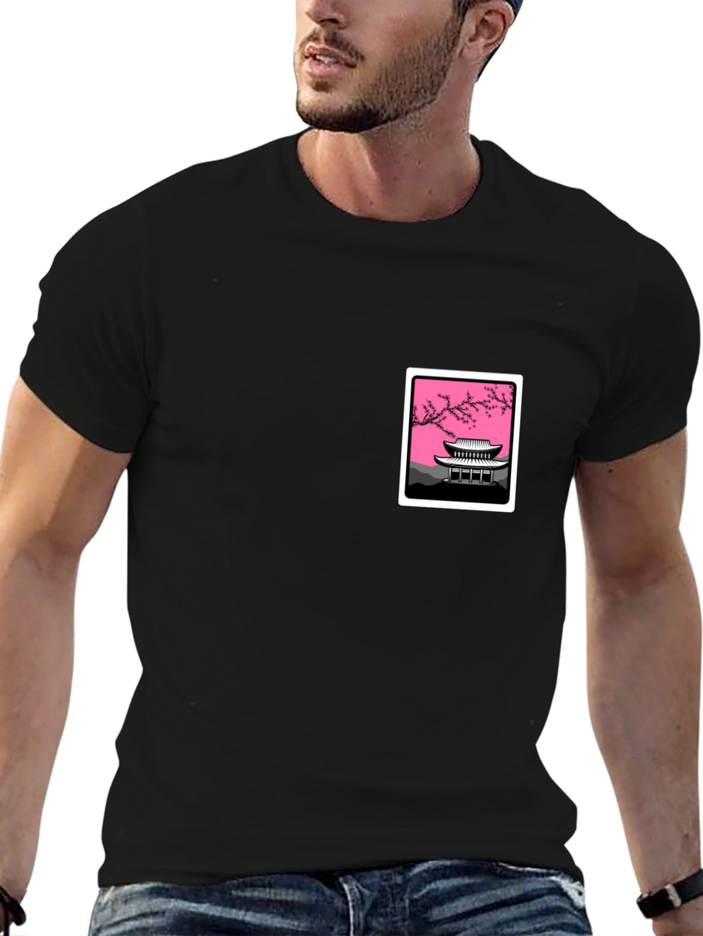 Graphic Tee - Asian Temple Blossom Design