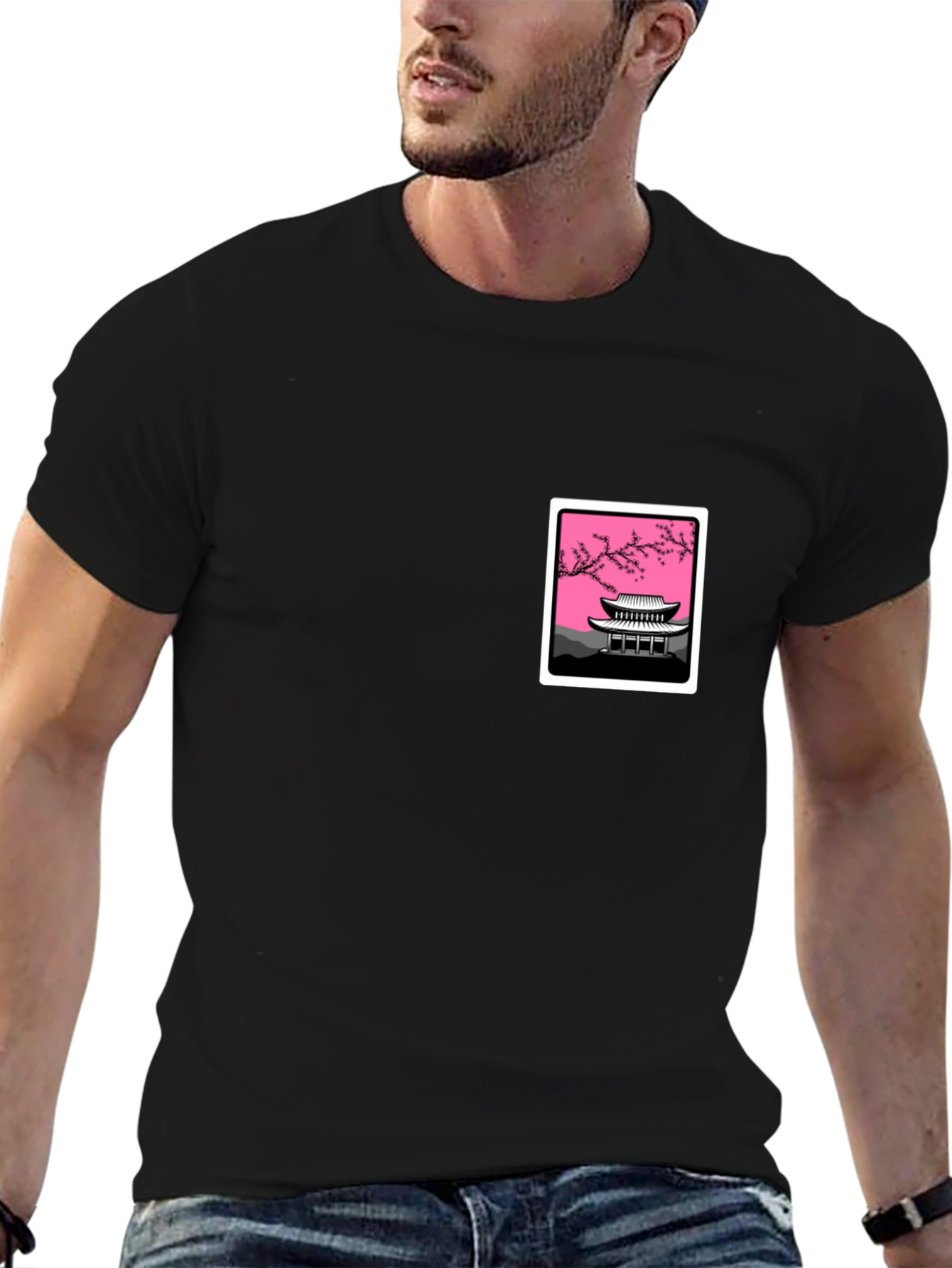 Graphic Tee - Asian Temple Blossom Design
