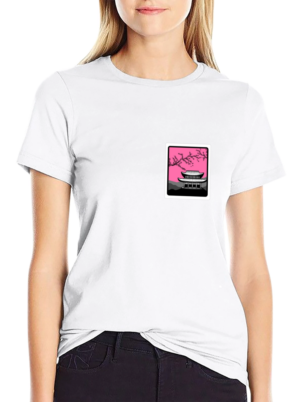 Graphic Tee - Asian Temple Blossom Design