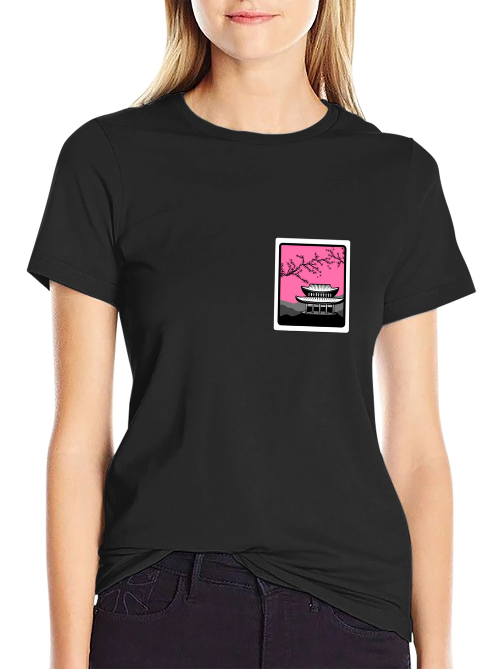 Graphic Tee - Asian Temple Blossom Design