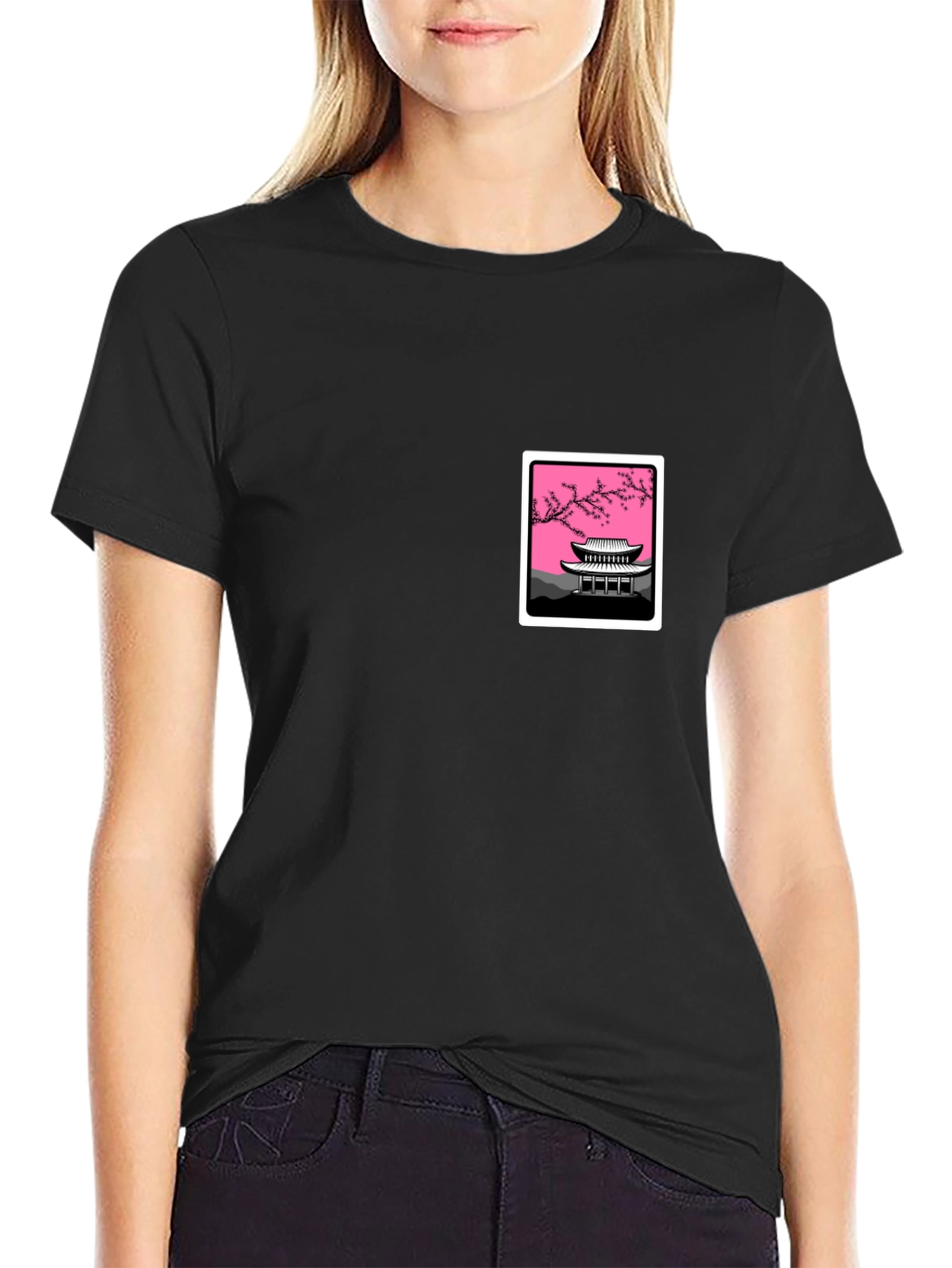 Graphic Tee - Asian Temple Blossom Design