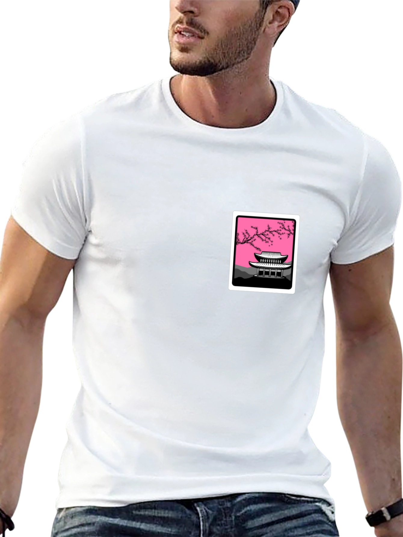 Graphic Tee - Asian Temple Blossom Design