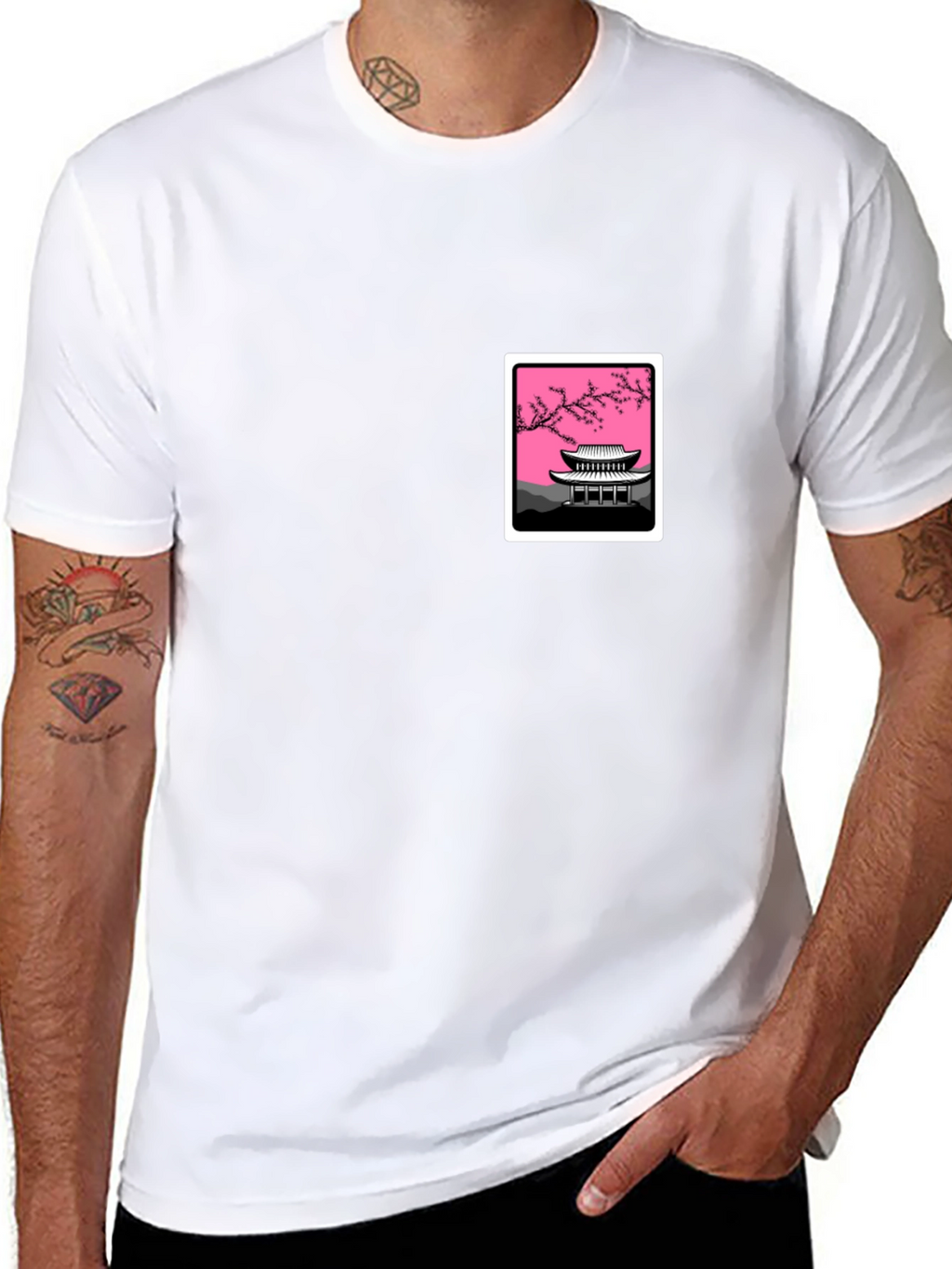 Graphic Tee - Asian Temple Blossom Design
