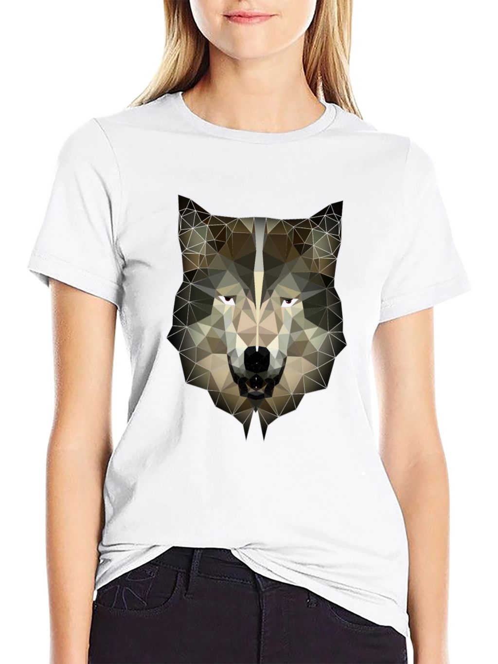 Geometric Wolf Head Graphic Tee - Mens Black T-Shirt