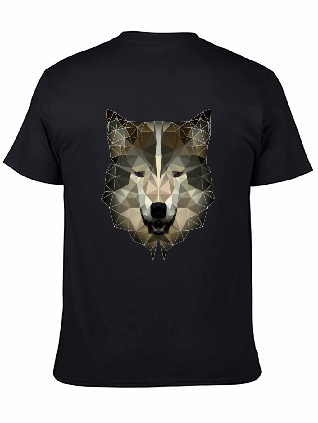 Geometric Wolf Head Graphic Tee - Mens Black T-Shirt
