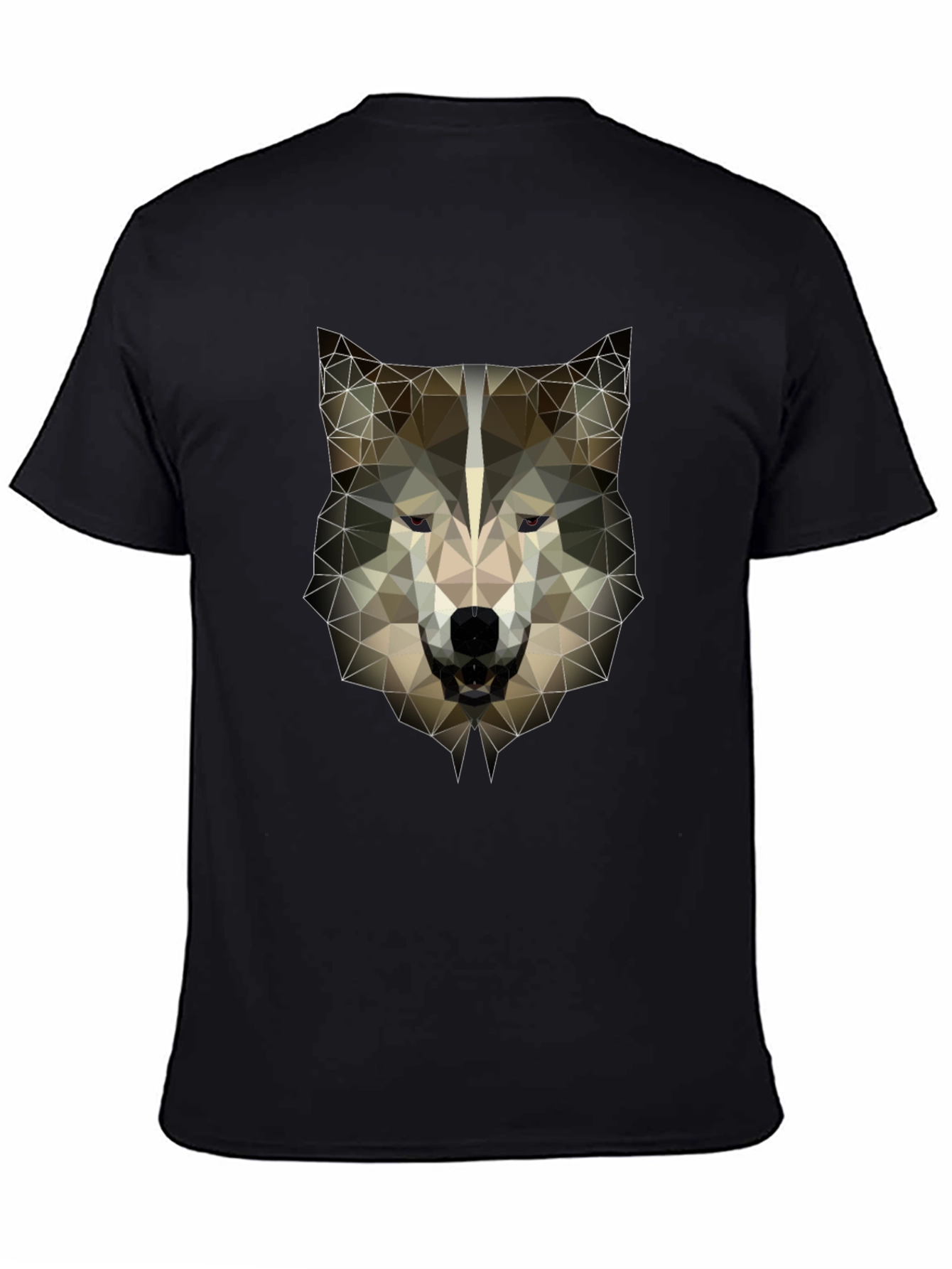 Geometric Wolf Head Graphic Tee - Mens Black T-Shirt