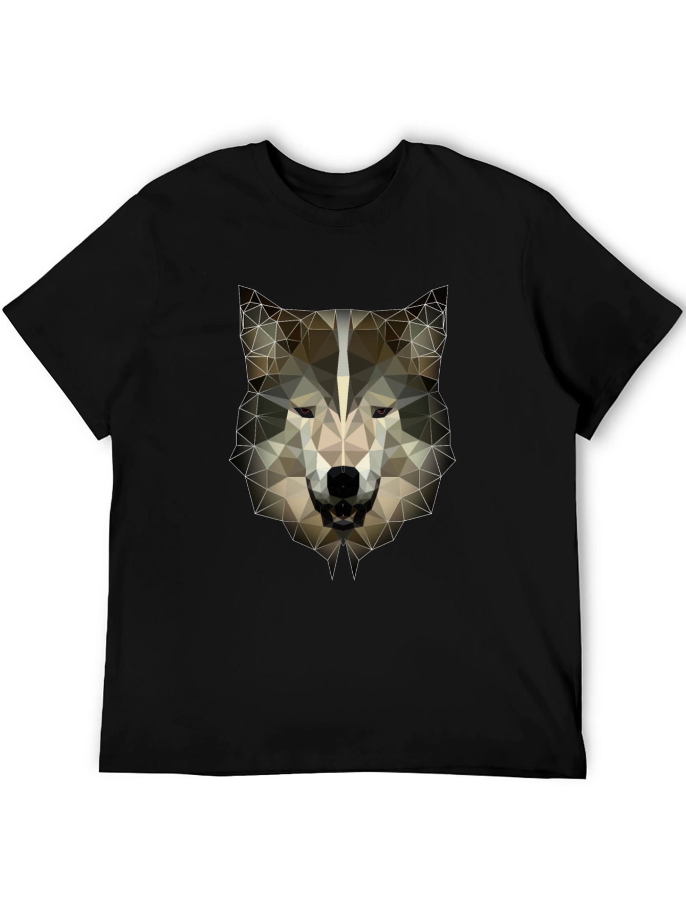 Geometric Wolf Head Graphic Tee - Mens Black T-Shirt