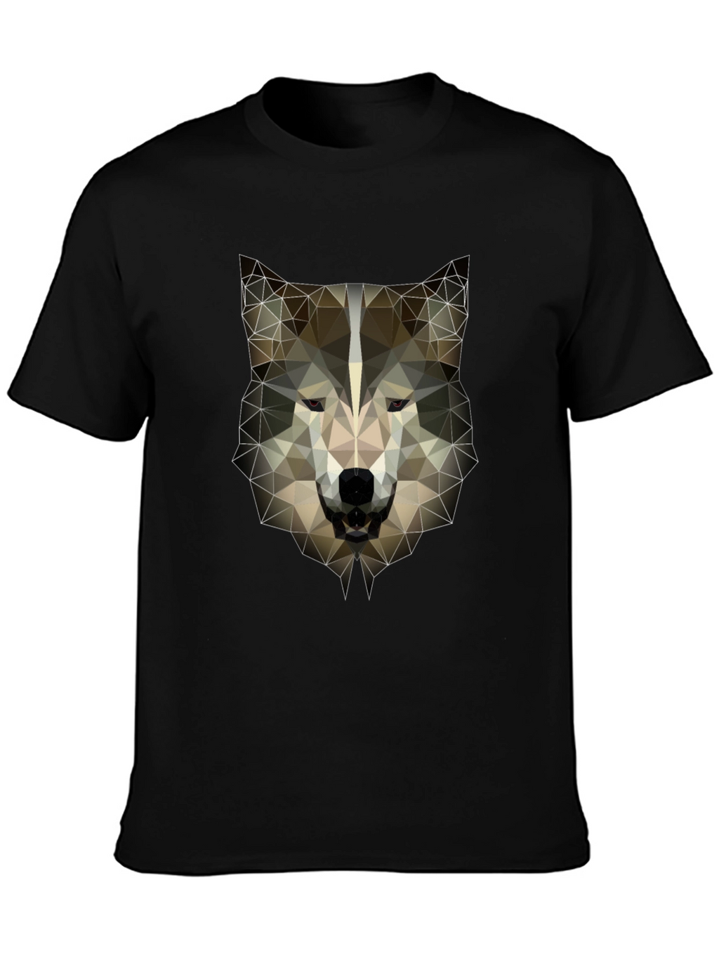 Geometric Wolf Head Graphic Tee - Mens Black T-Shirt