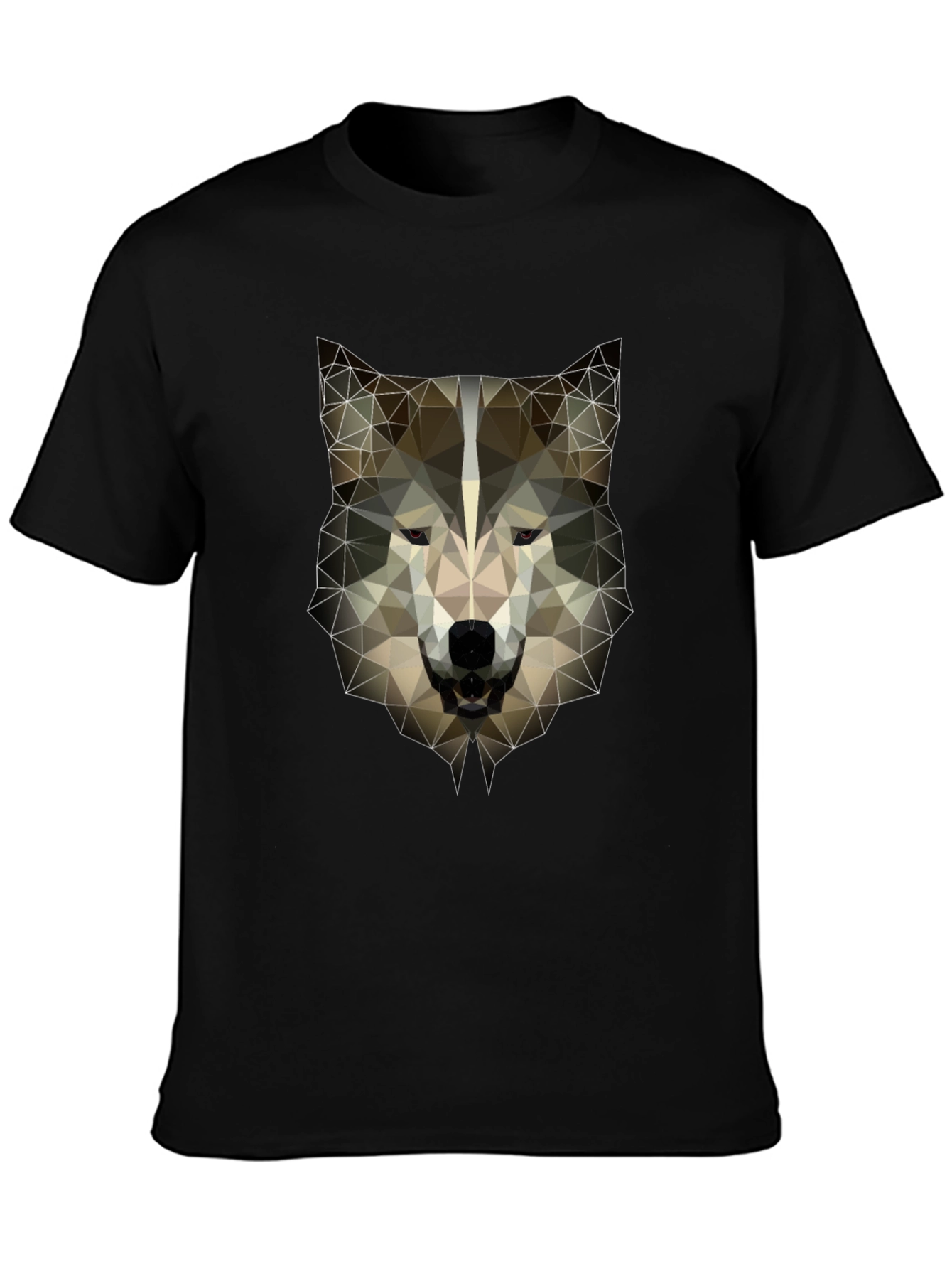Geometric Wolf Head Graphic Tee - Mens Black T-Shirt