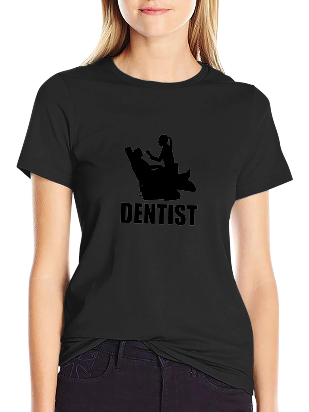 Dentist Tee - Silhouette Design Black Cotton