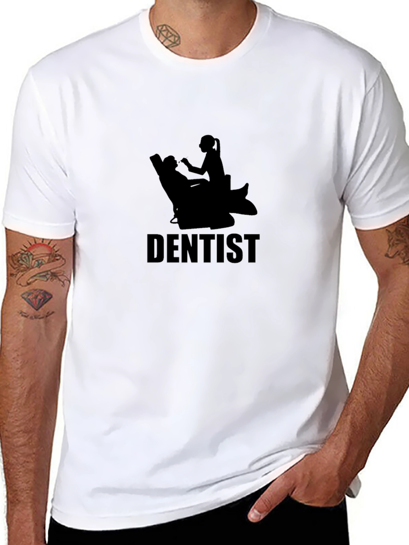 Dentist Tee - Silhouette Design Black Cotton