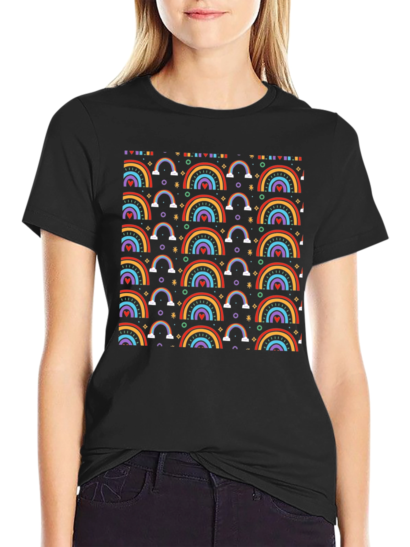 Rainbow Pattern T-Shirt - Cheerful Graphic Tee