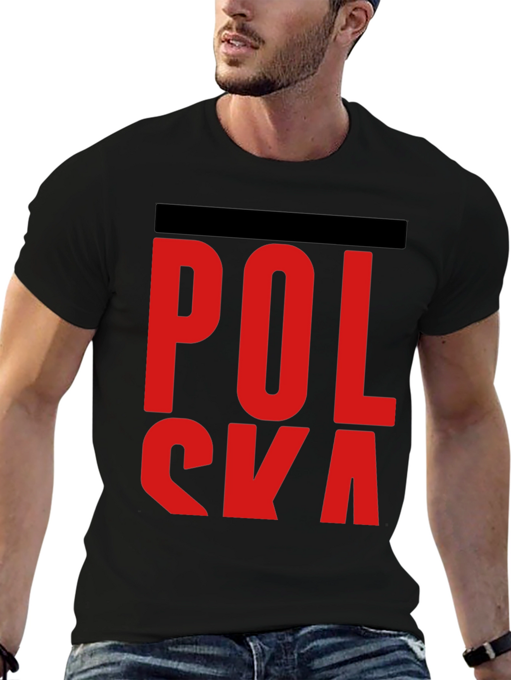 Polska Red Letter Black T-Shirt