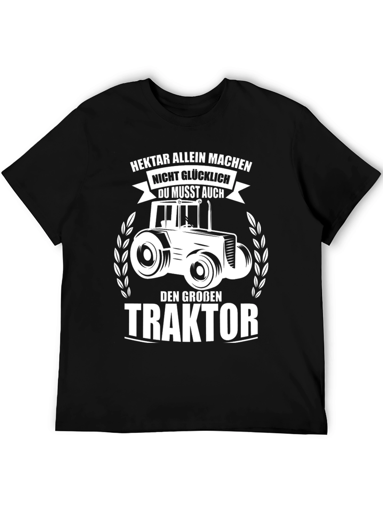 Mens Black Tractor Graphic T-Shirt