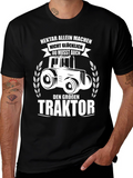 Mens Black Tractor Graphic T-Shirt