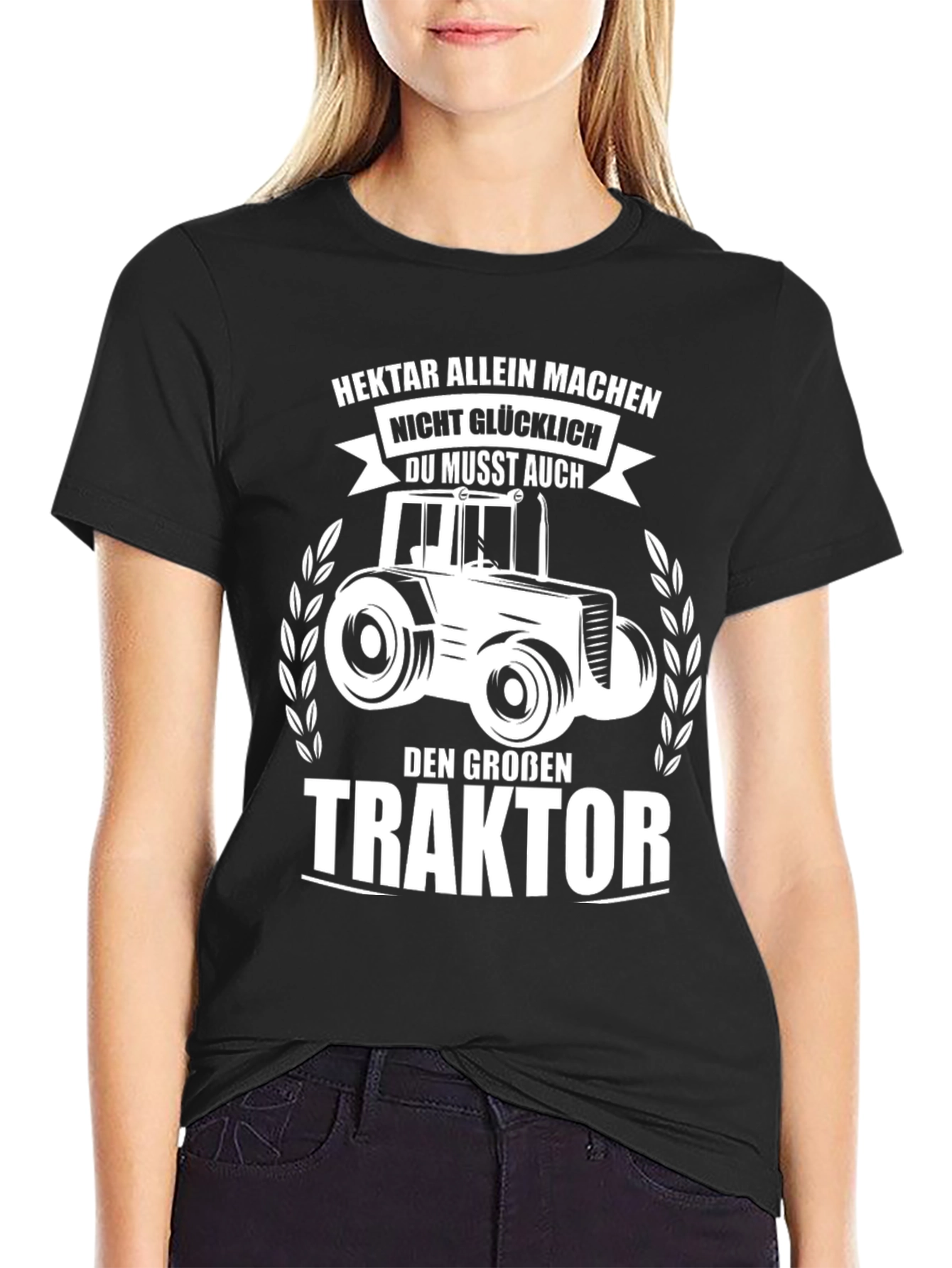 Mens Black Tractor Graphic T-Shirt