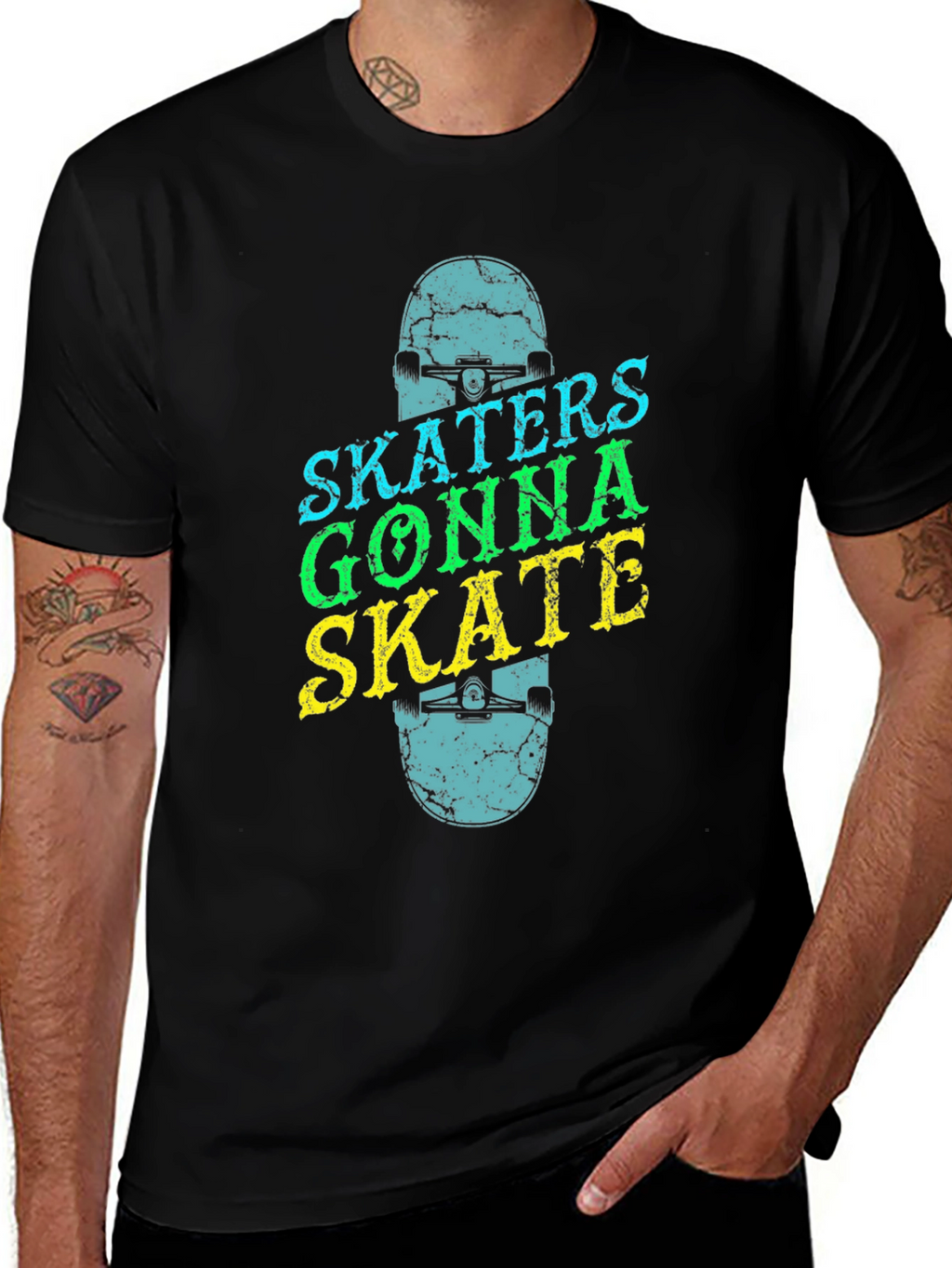 Skaters Gonna Skate Graphic Tee - Black