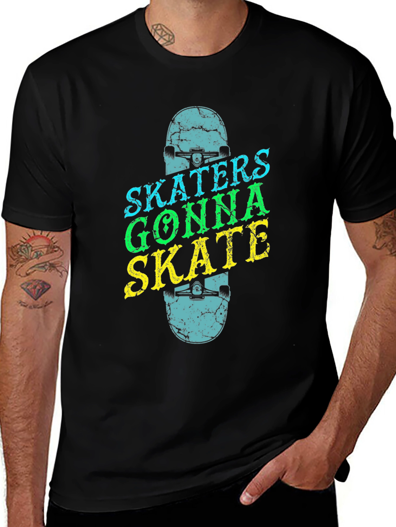 Skaters Gonna Skate Graphic Tee - Black