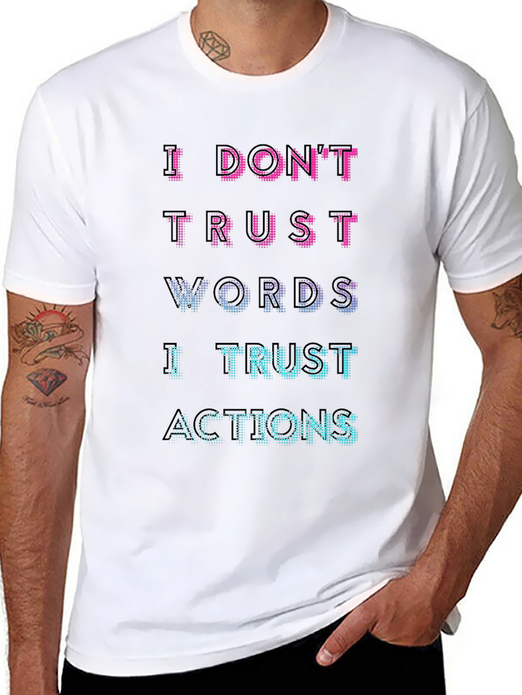 I Trust Actions Graphic Tee - Mens Black T-Shirt