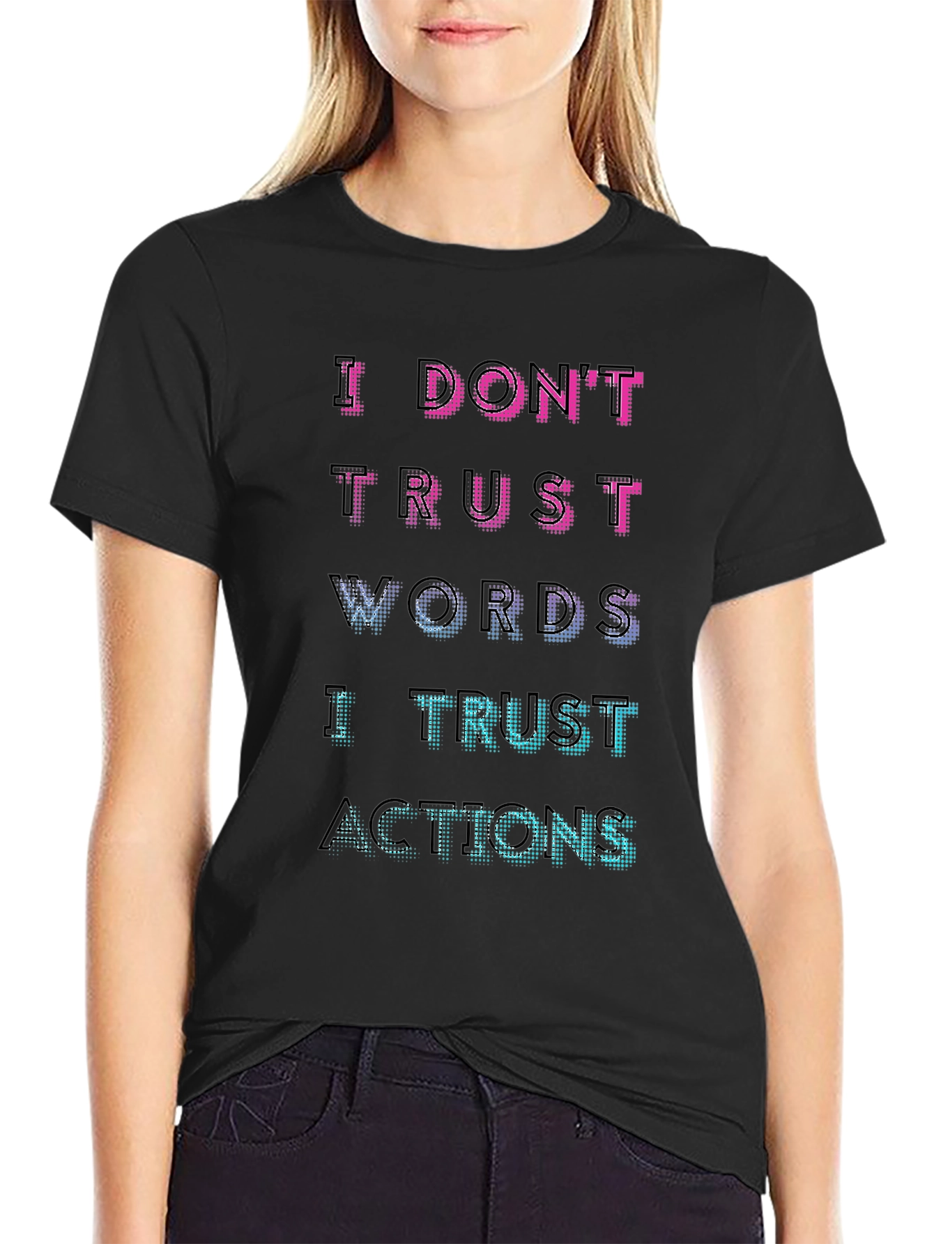 I Trust Actions Graphic Tee - Mens Black T-Shirt